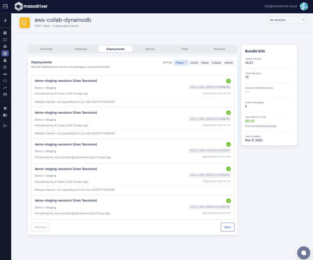 Massdriver Platform Update — November 2025 bundle-dashboard